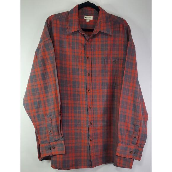Haggar Clothing Mens Long Sleeve Button Down Shirt 2XLT plaid Light Flannel - Picture 1 of 9